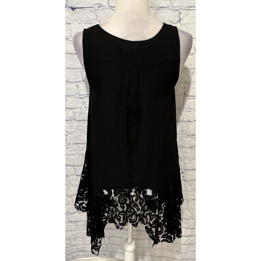 Umgee Women's Tank Top Layering Camisole Lace Ruffle Black Small - Picture 4 of 6